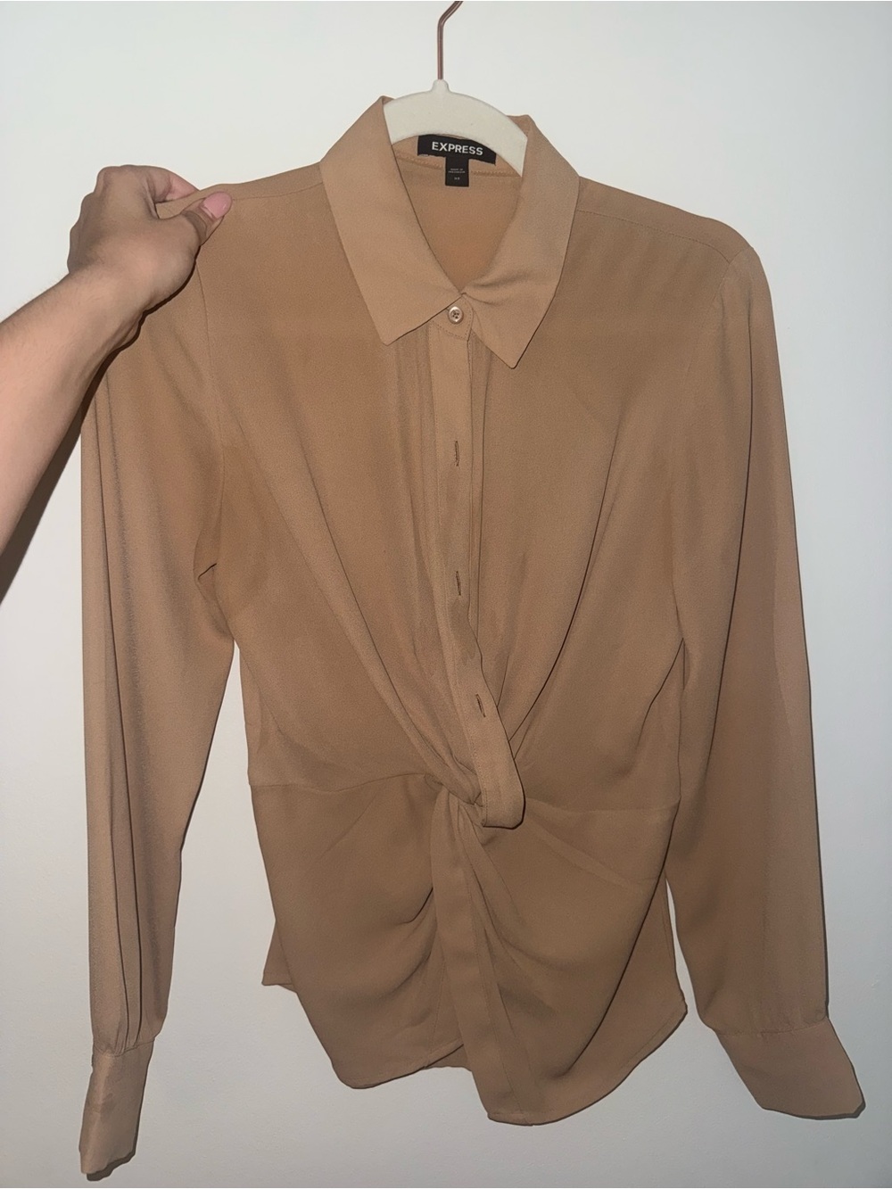 Express Women's Tan Twist-Front Blouse